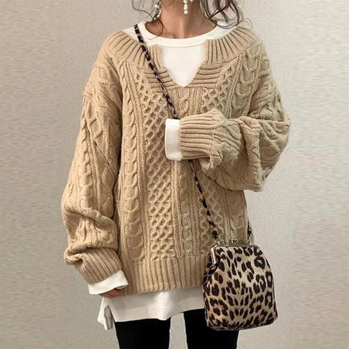 Oversized gebreide trui met kabelpatroon