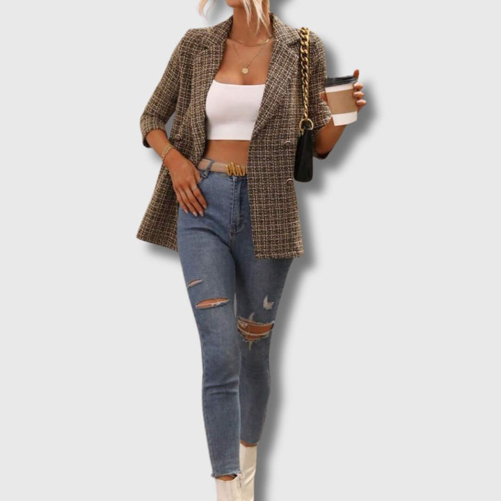 Sabine - Dames Chic Tweed Blazer Beperkte Editie