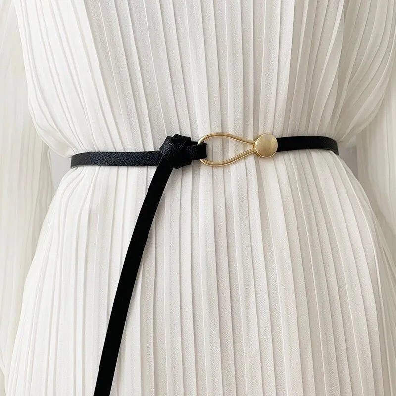 Ronna | Verstelbare Knoop Riem Dames - Gouden Gesp, Elegant en Trendy