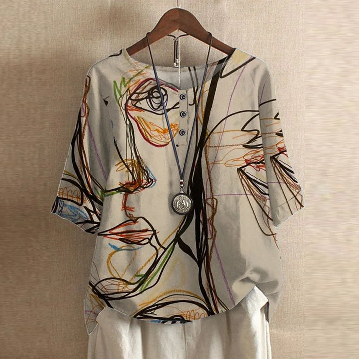 Ruby | Dames Bloemen Print Ronde Hals Top