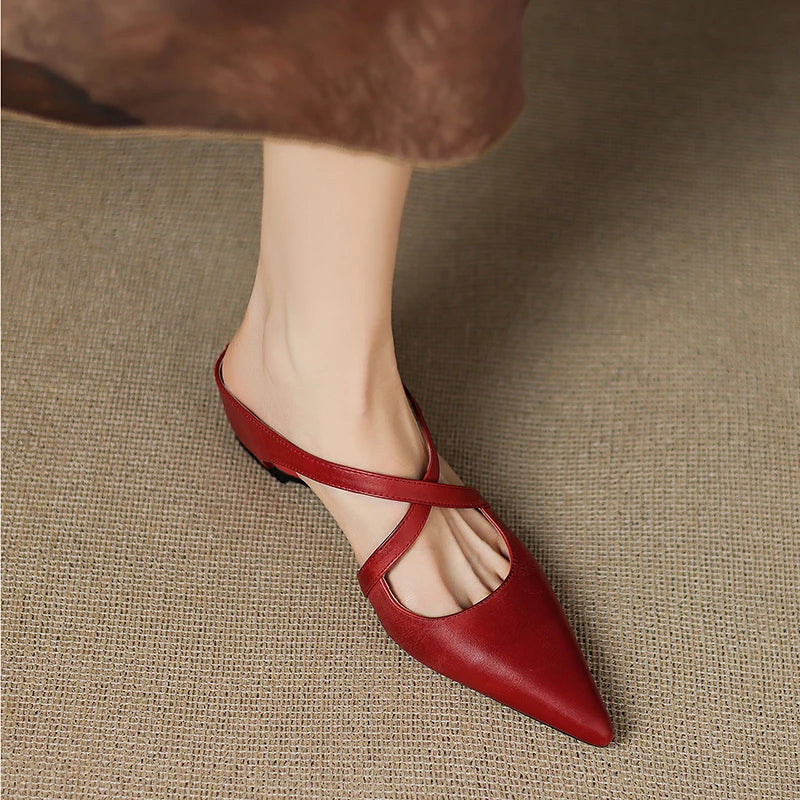 Margot Cross-Strap Leren Mule