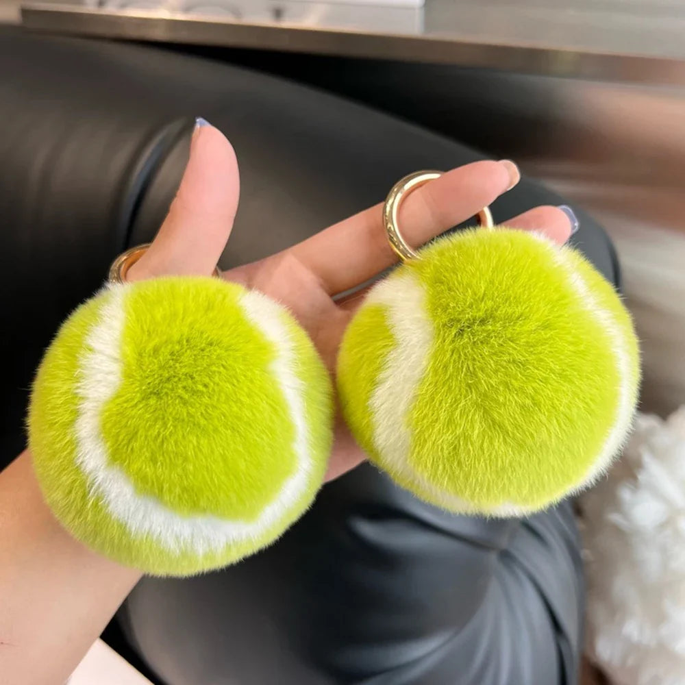 Fluffy Tennisbal Sleutelhanger