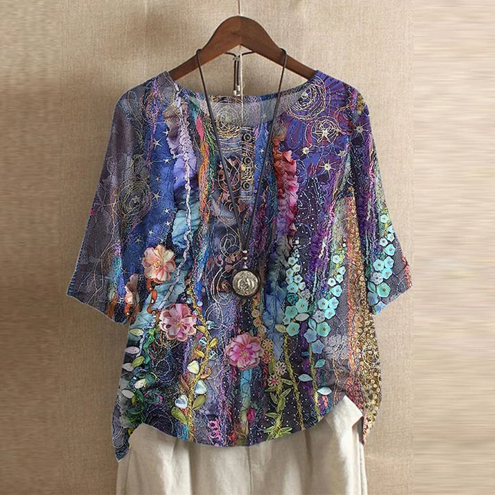 Ruby | Dames Bloemen Print Ronde Hals Top