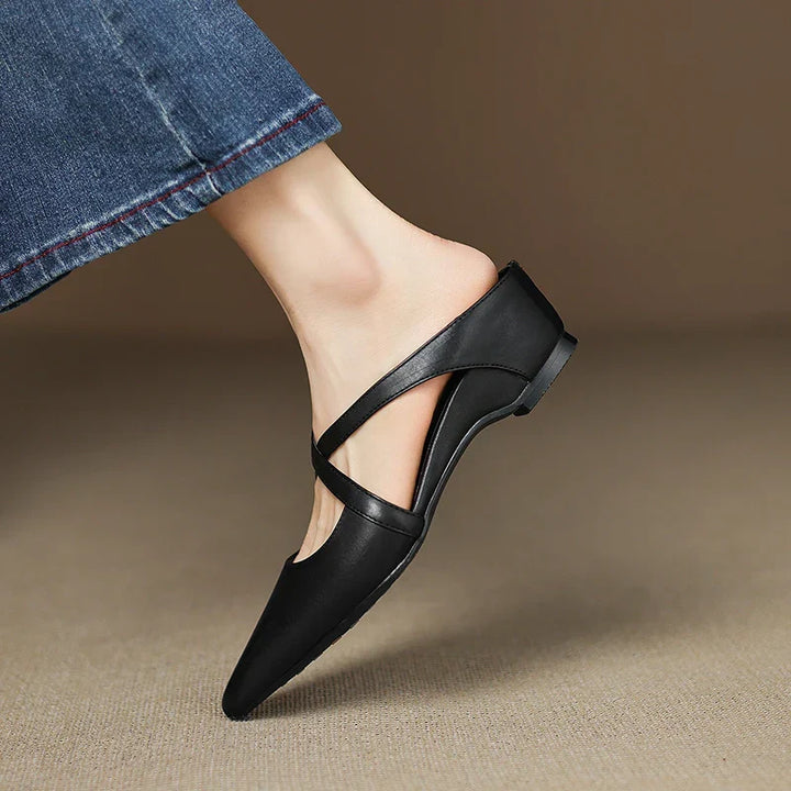 Margot Cross-Strap Leren Mule
