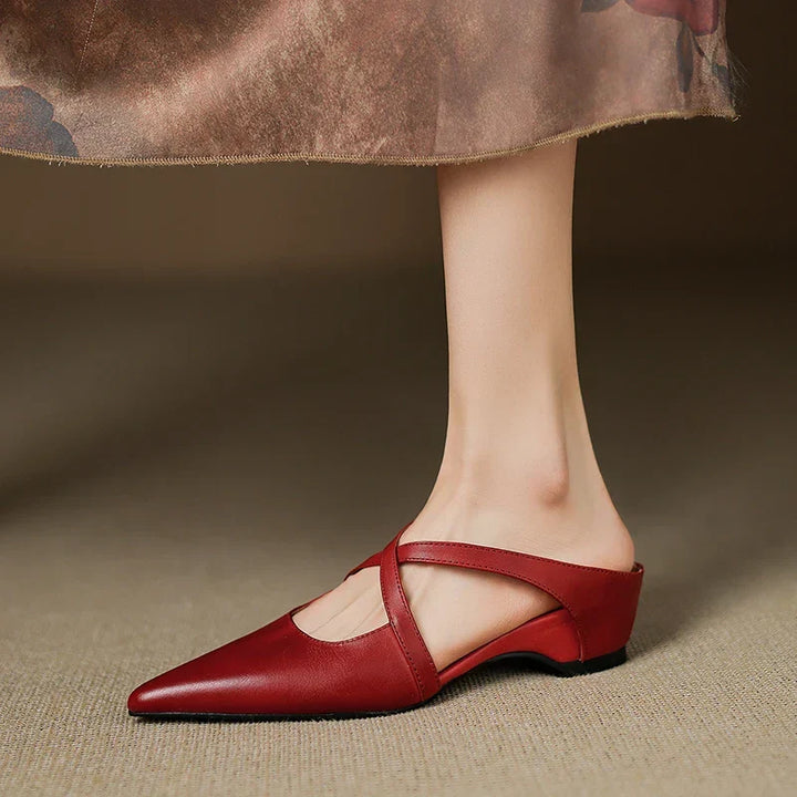 Margot Cross-Strap Leren Mule