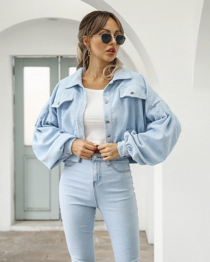 Sofia | Dames Cropped Jack met Zakken en Knopen