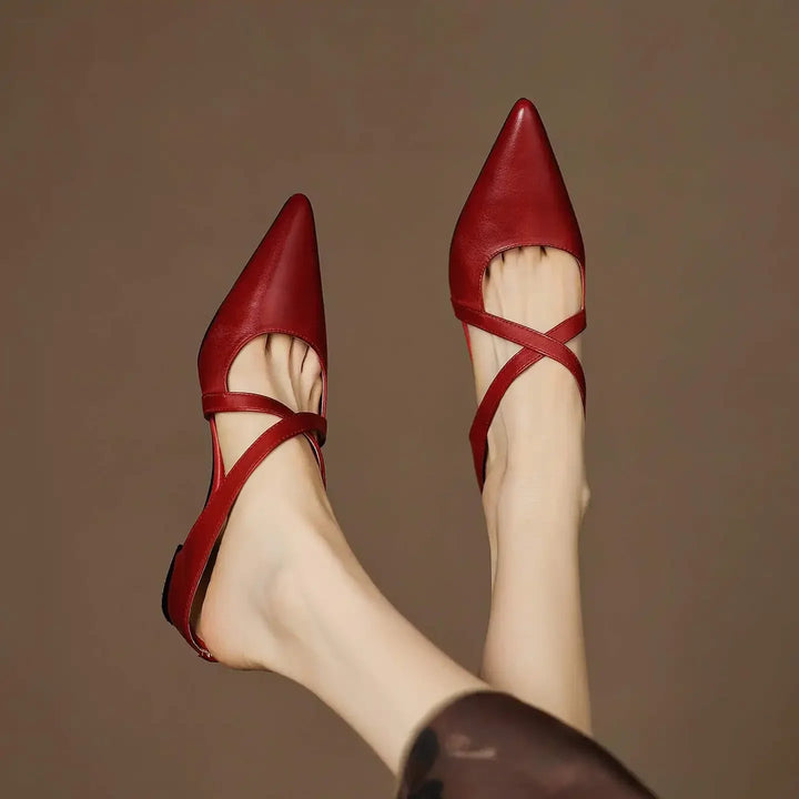 Margot Cross-Strap Leren Mule