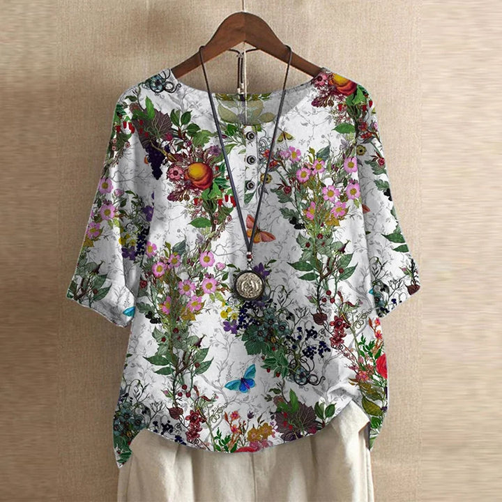 Ruby | Dames Bloemen Print Ronde Hals Top