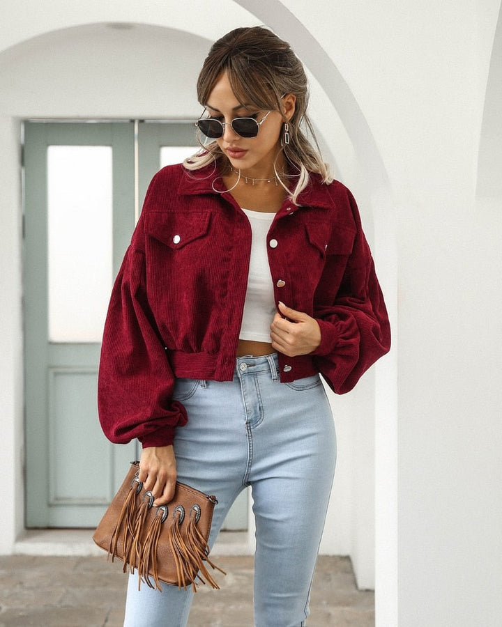 Sofia | Dames Cropped Jack met Zakken en Knopen