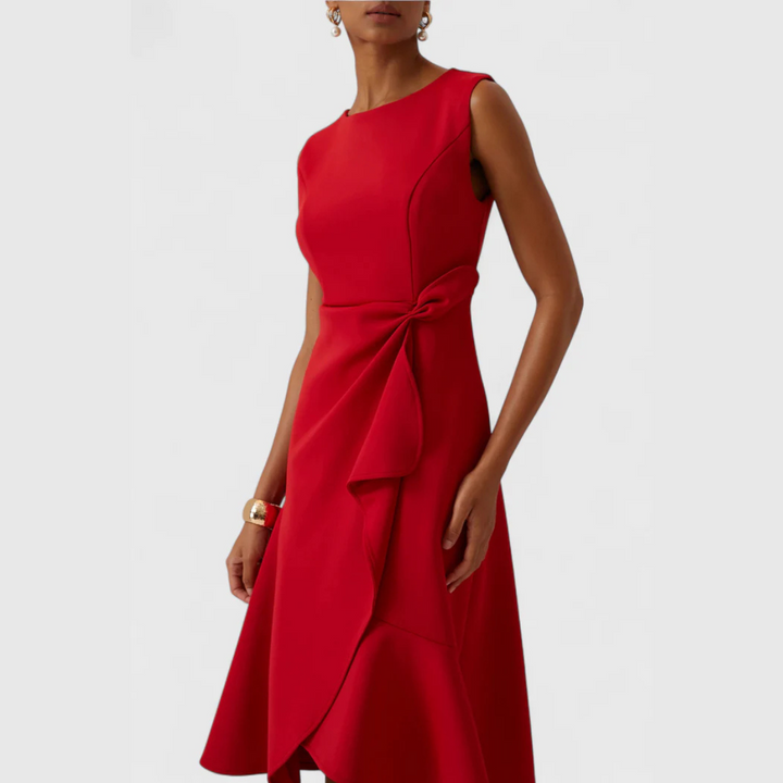 Brittany | Dames Drapé Asymmetrische Midikleed