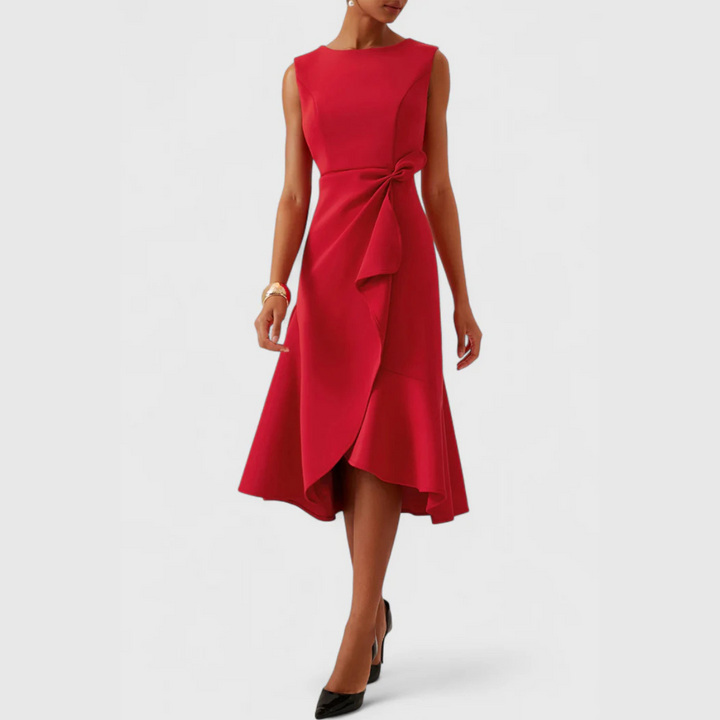 Brittany | Dames Drapé Asymmetrische Midikleed