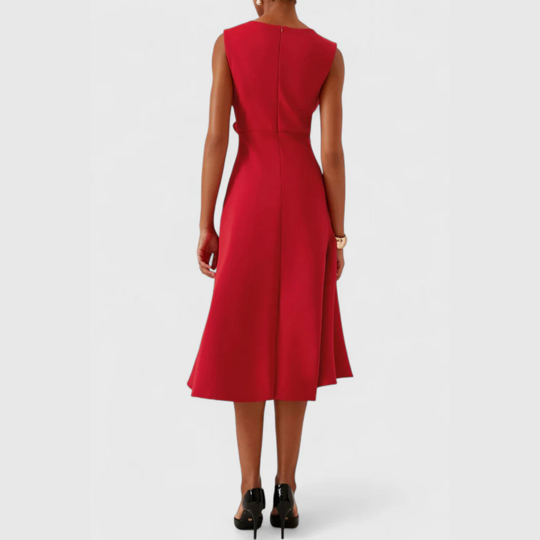 Brittany | Dames Drapé Asymmetrische Midikleed