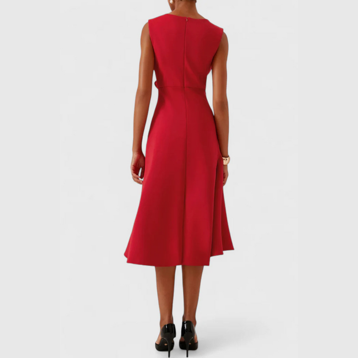 Brittany | Dames Drapé Asymmetrische Midikleed