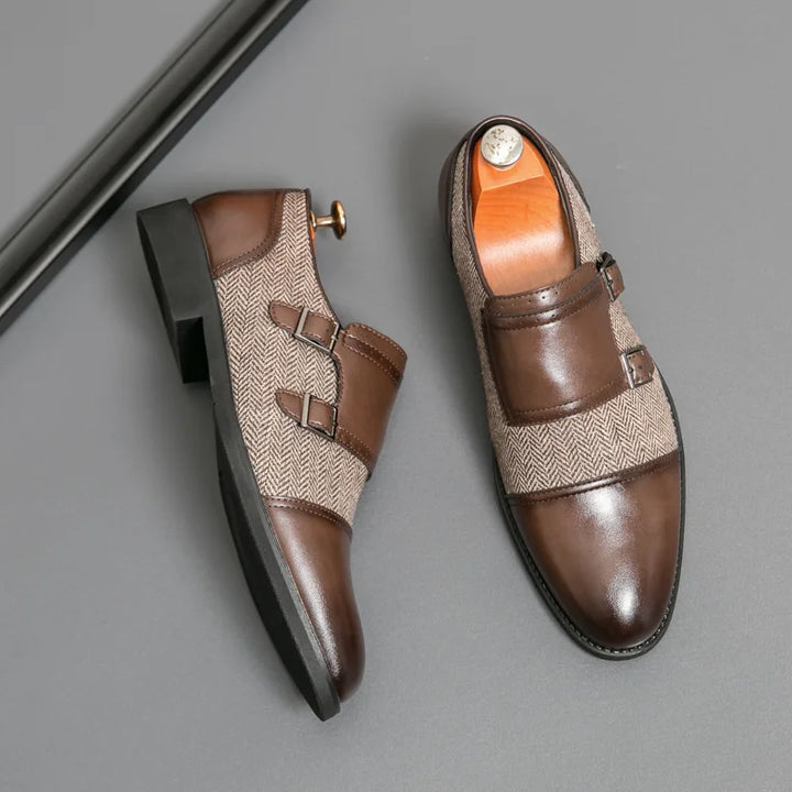 Winston Dubbele Gesp Leren Schoenen