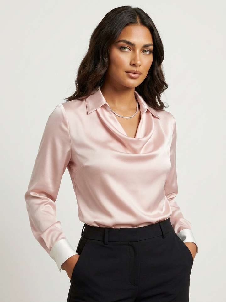 Satijnen drapeer blouse - Elara