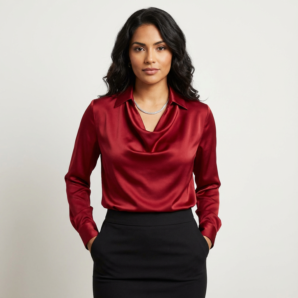 Satijnen drapeer blouse - Elara