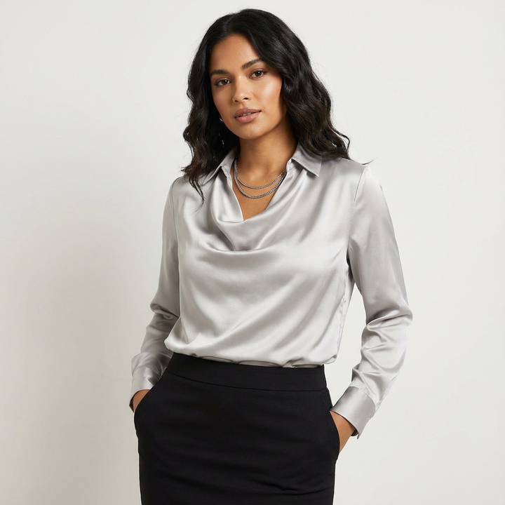 Satijnen drapeer blouse - Elara