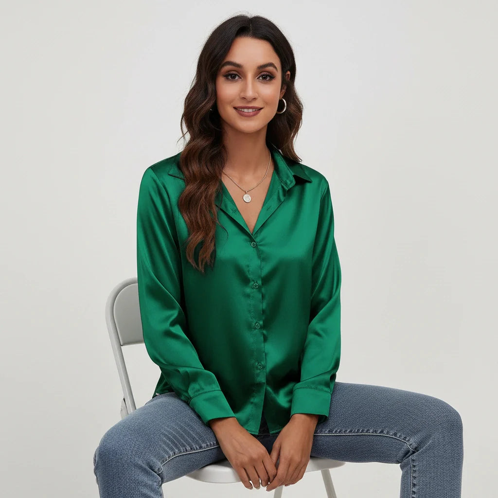 Satijnen dames blouse – Lynn