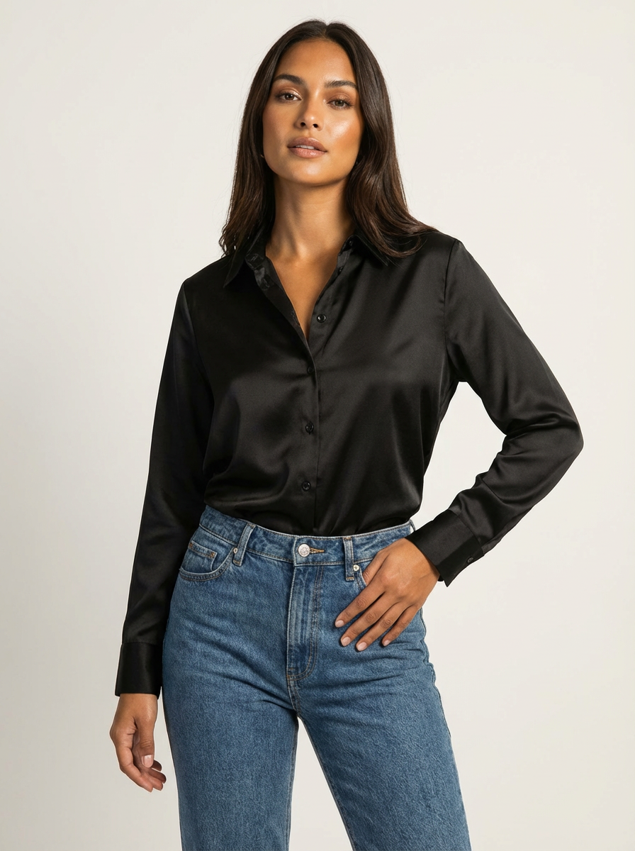 Satijnen dames blouse – Lynn