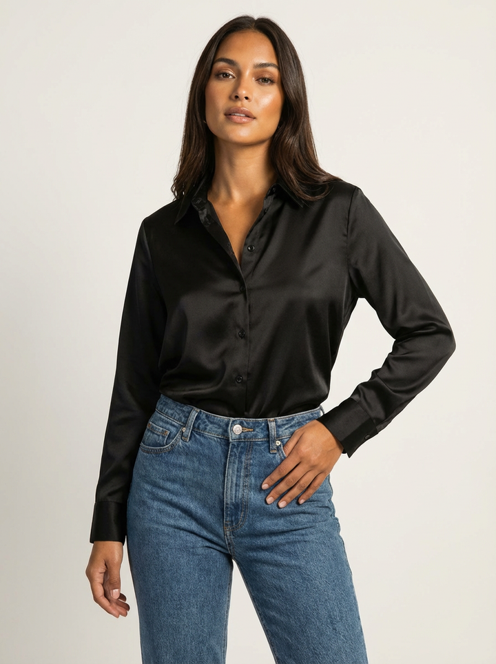 Satijnen dames blouse – Lynn