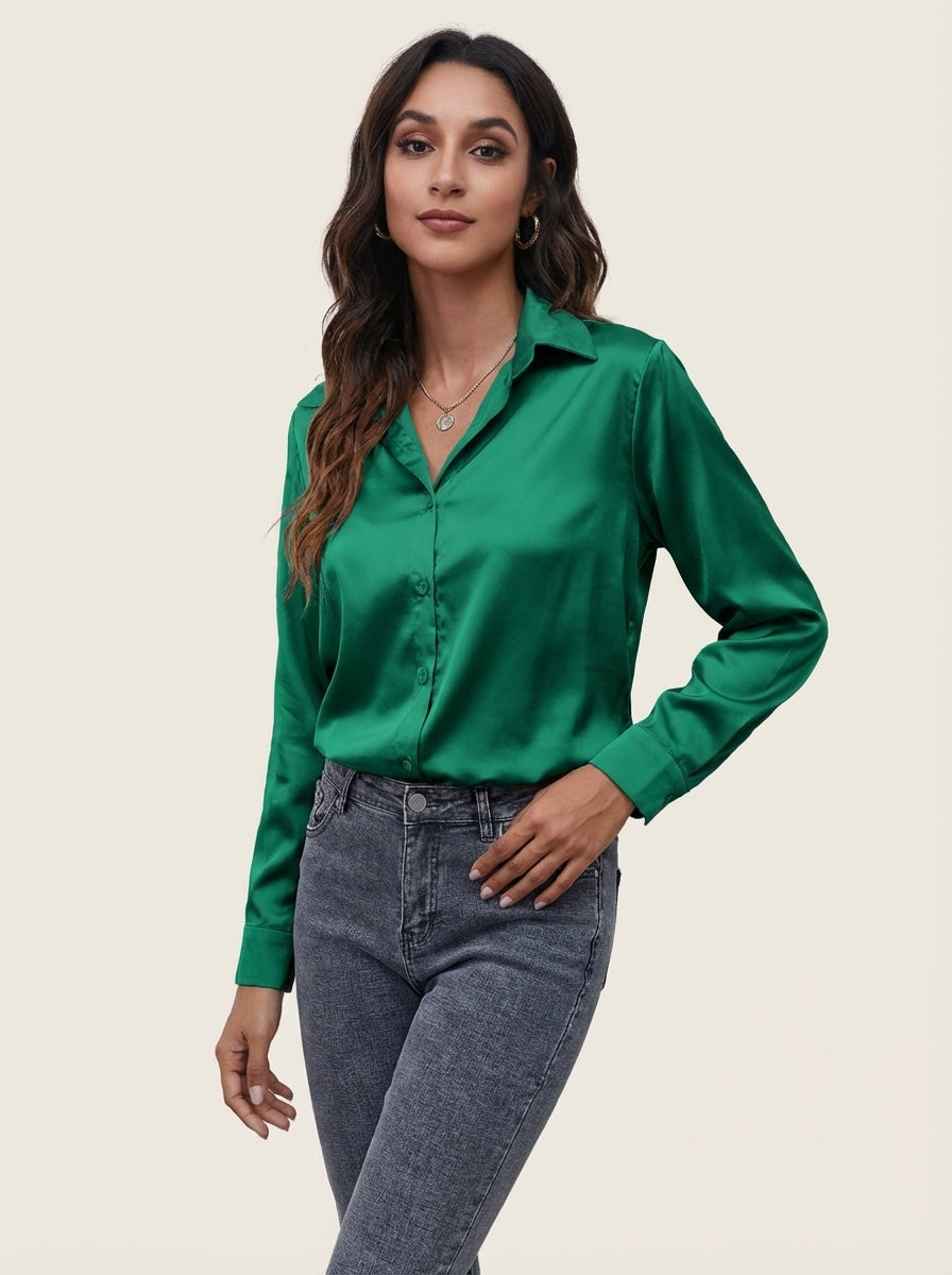 Satijnen dames blouse – Lynn