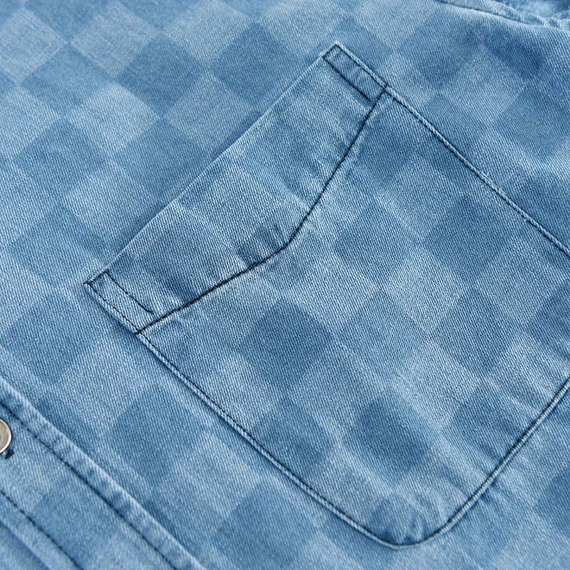 Blauwe Horizon Geruite Overhemd met Knopen