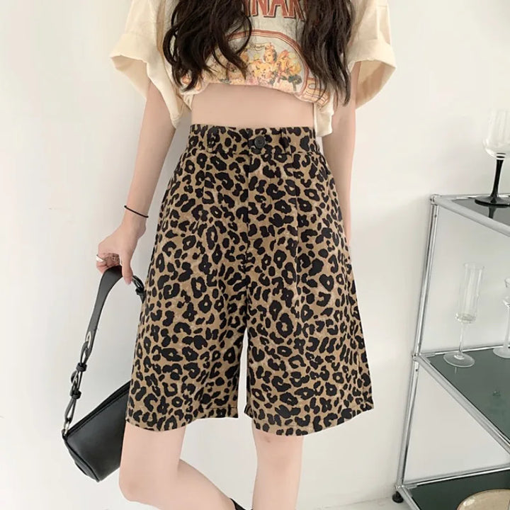 Silvie | Luipaardprint Jorts met hoge taille