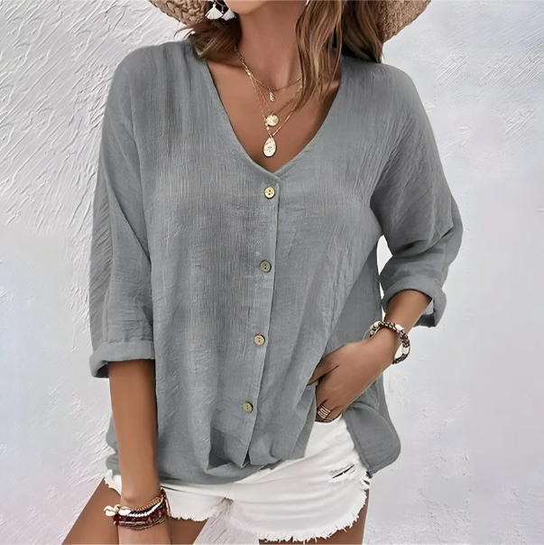 Juliana | Dames Knoop Voor V Hals Casual Top