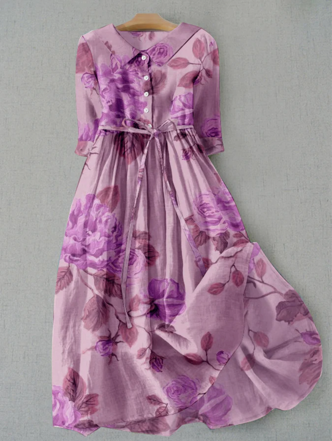 Dames Midi Jurk met Bloemenprint en Knoopsluiting