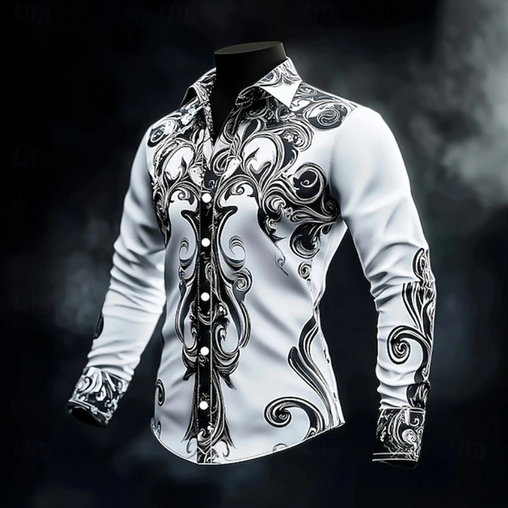 Adrian | Ornate Print Lange Mouw Shirt