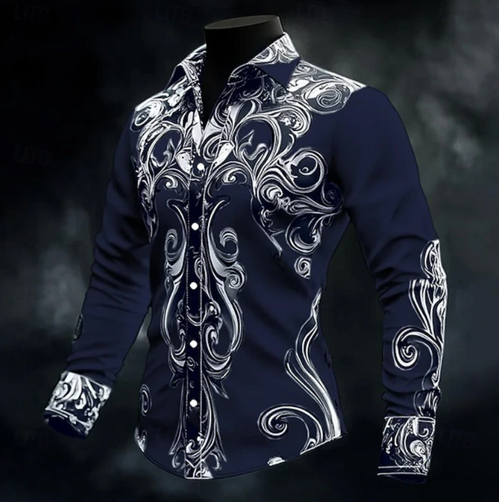 Adrian | Ornate Print Lange Mouw Shirt