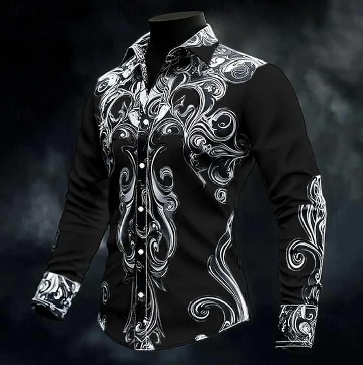 Adrian | Ornate Print Lange Mouw Shirt