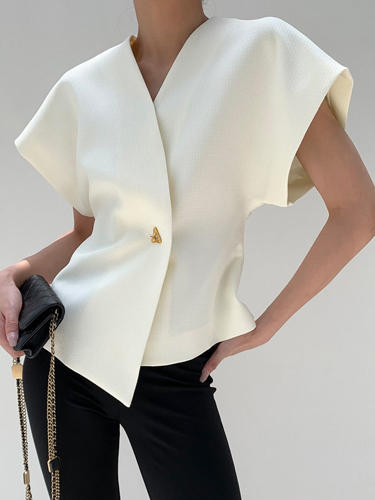 Elegante Blazer Top met Gestructureerde Pasvorm