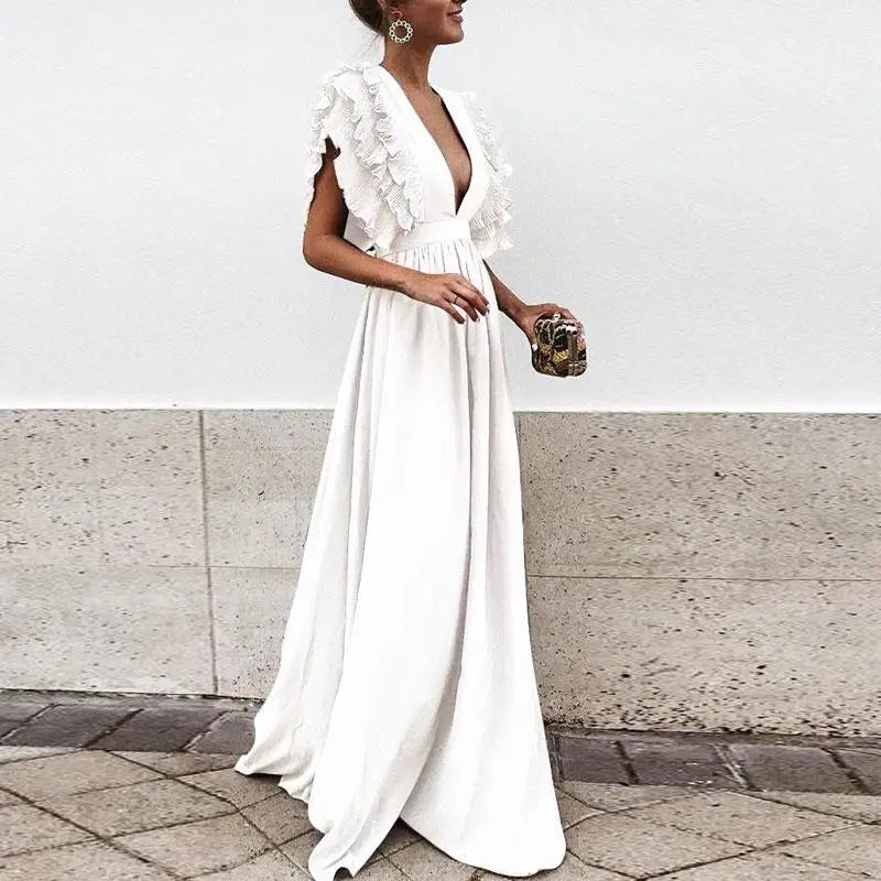Jill | Maxi Jurk Met Elegante Ruches