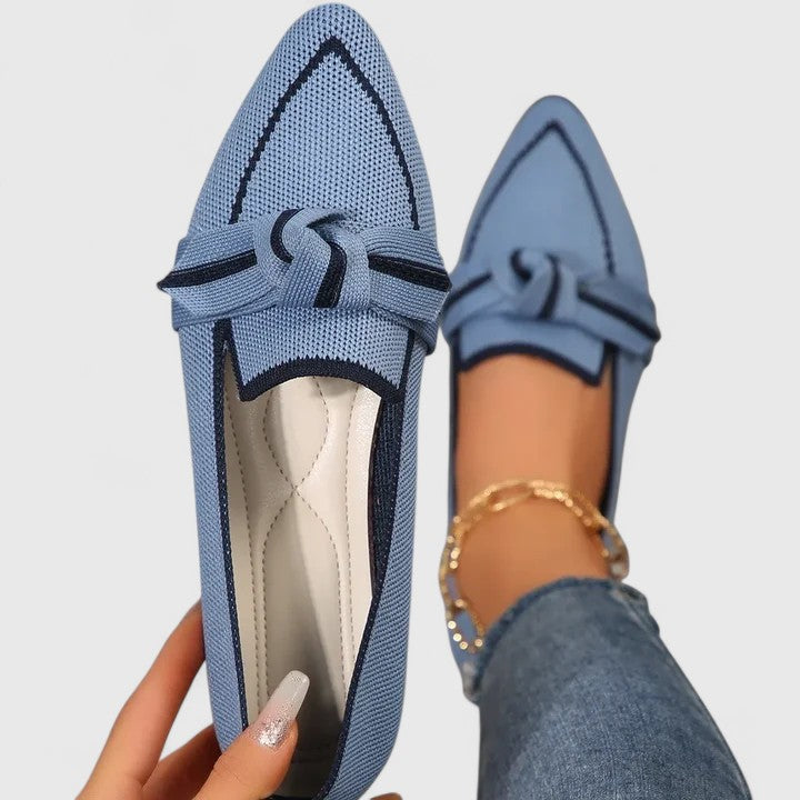 Bailey | Dames orthopedische loafers met puntige neus en knoopdetail