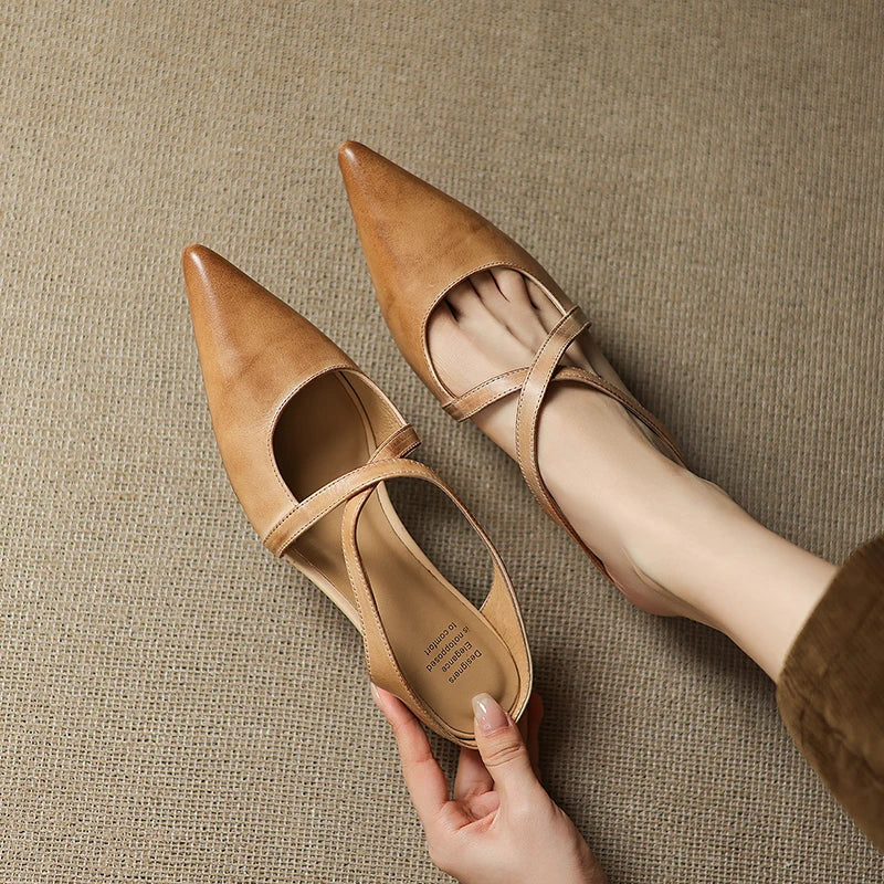 Margot Cross-Strap Leren Mule
