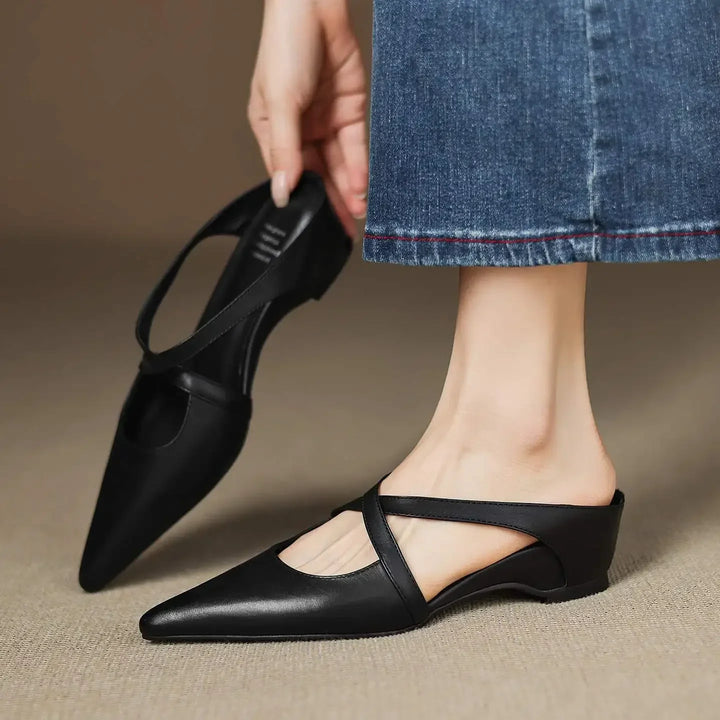 Margot Cross-Strap Leren Mule