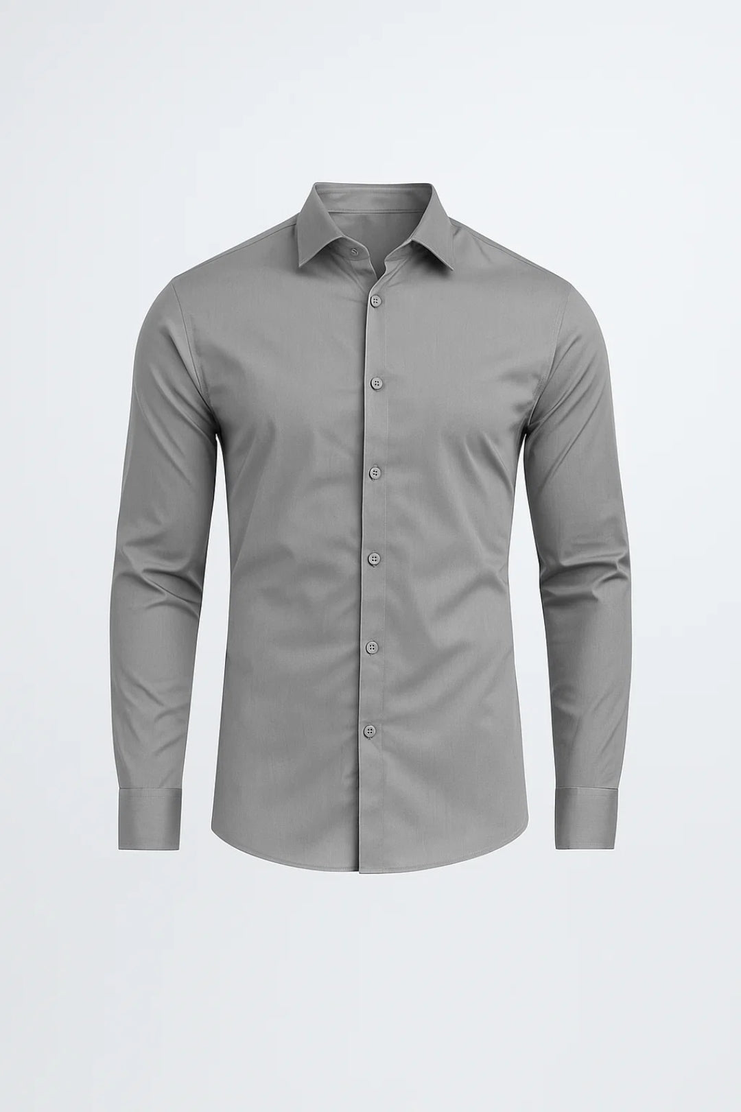 Heren Slim Fit Overhemd met Lange Mouwen en Stretch