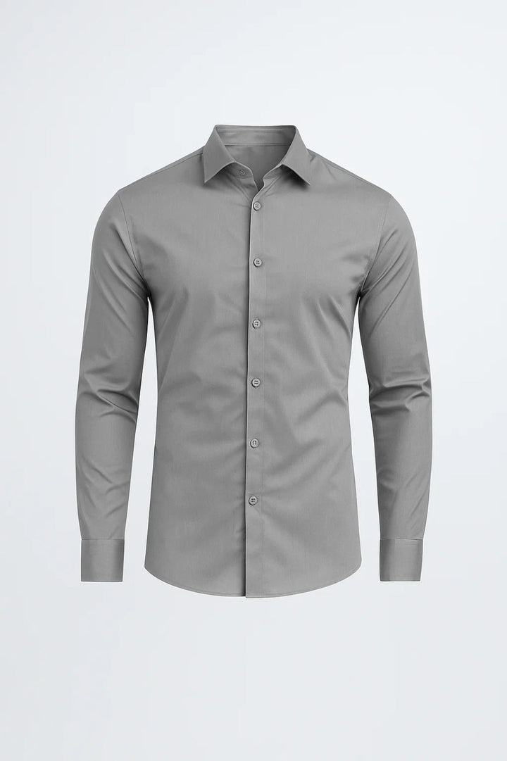 Heren Slim Fit Overhemd met Lange Mouwen en Stretch