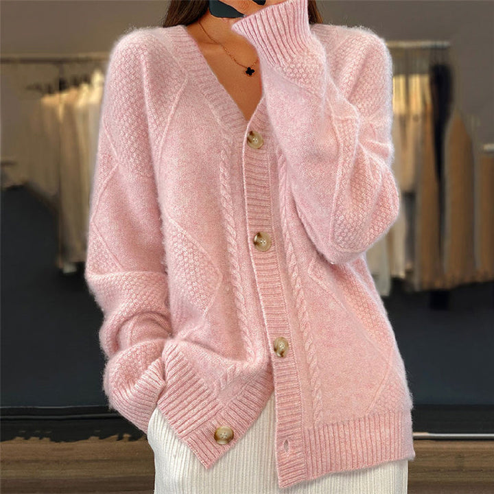 Olivia | Dames Warme Gebreide Cardigan met Knopen