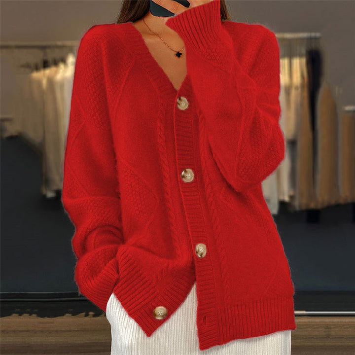 Olivia | Dames Warme Gebreide Cardigan met Knopen