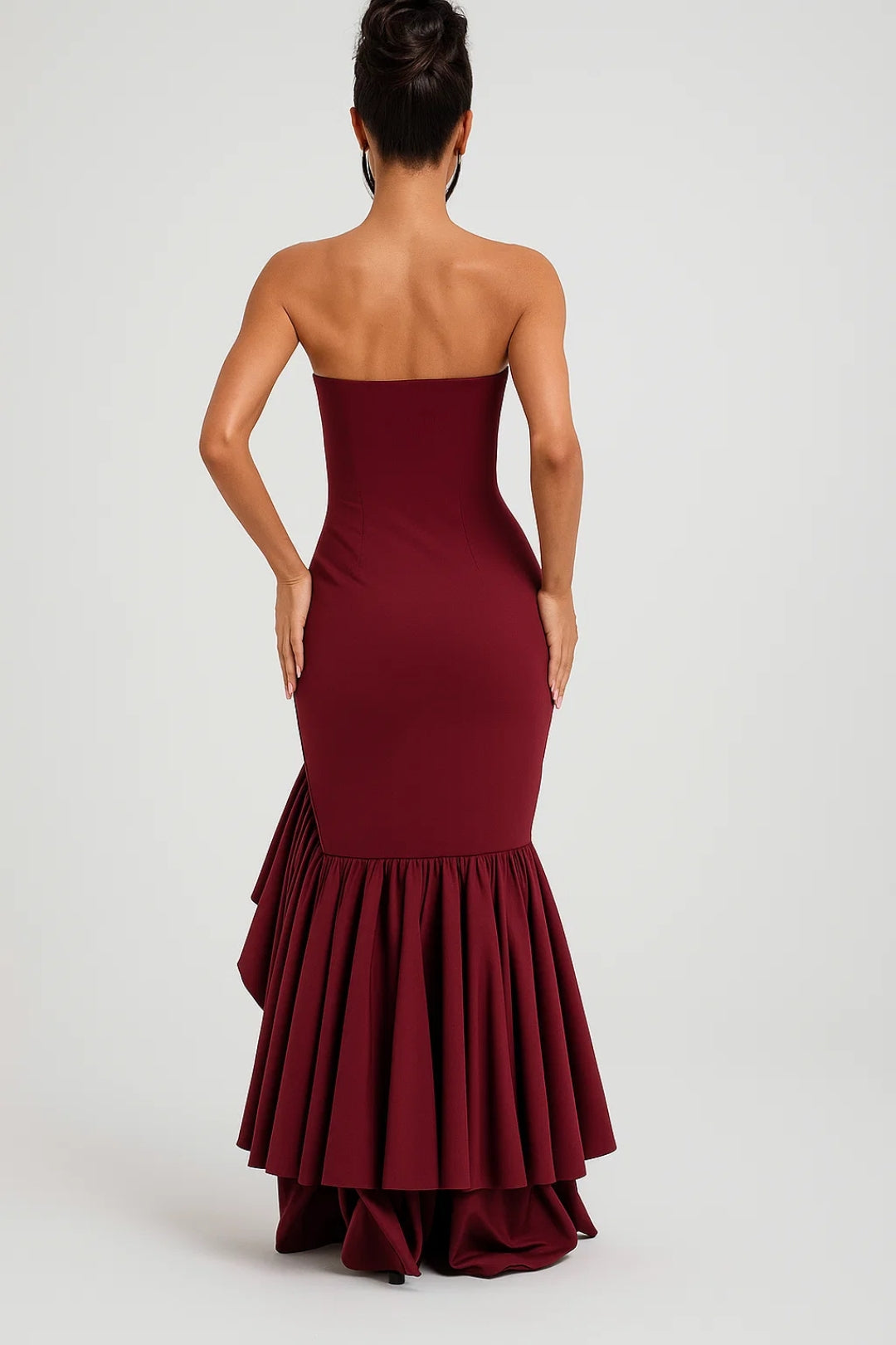 Dames Strapless Maxi Jurk Met Volants
