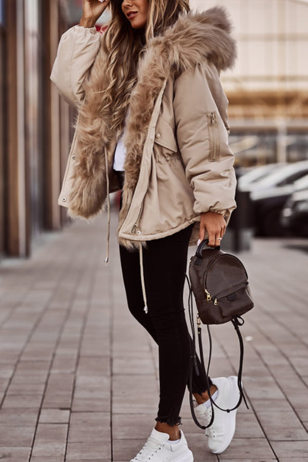 Dames Korte Winter Parka met Nepbont