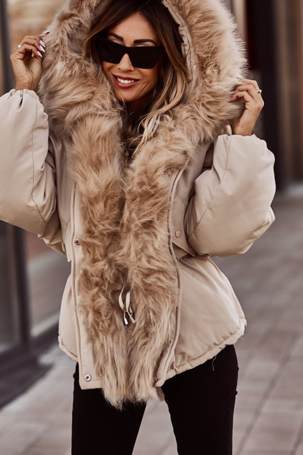 Dames Korte Winter Parka met Nepbont