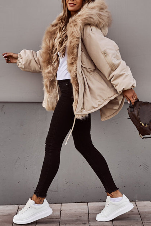 Dames Korte Winter Parka met Nepbont