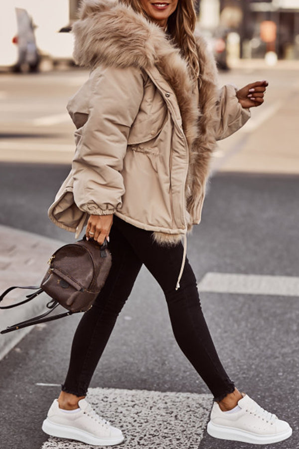 Dames Korte Winter Parka met Nepbont