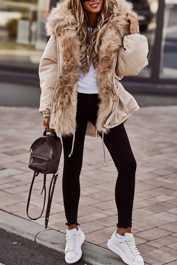 Dames Korte Winter Parka met Nepbont