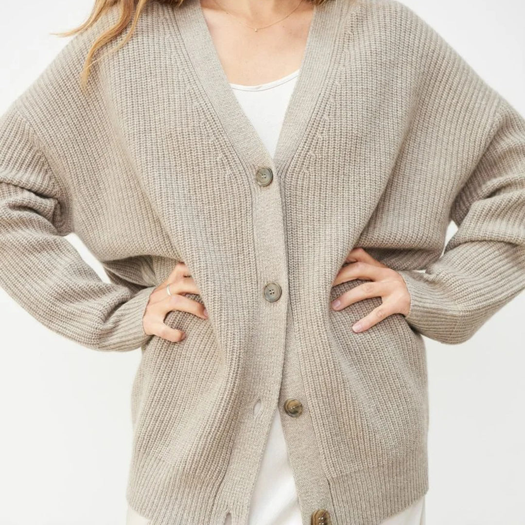 Vrouwen Oversized Knopen-Voorkant Gebreide Cardigan Trui