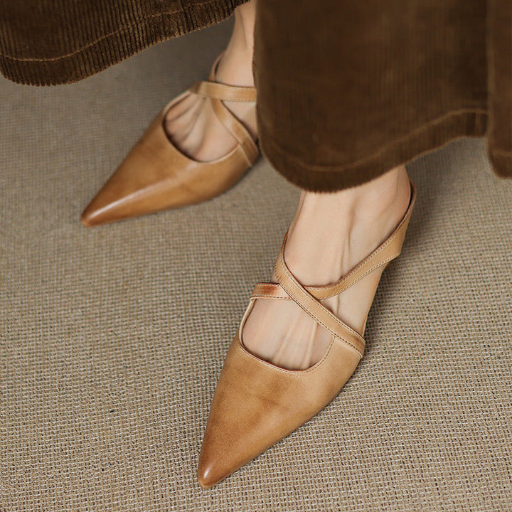Margot Cross-Strap Leren Mule
