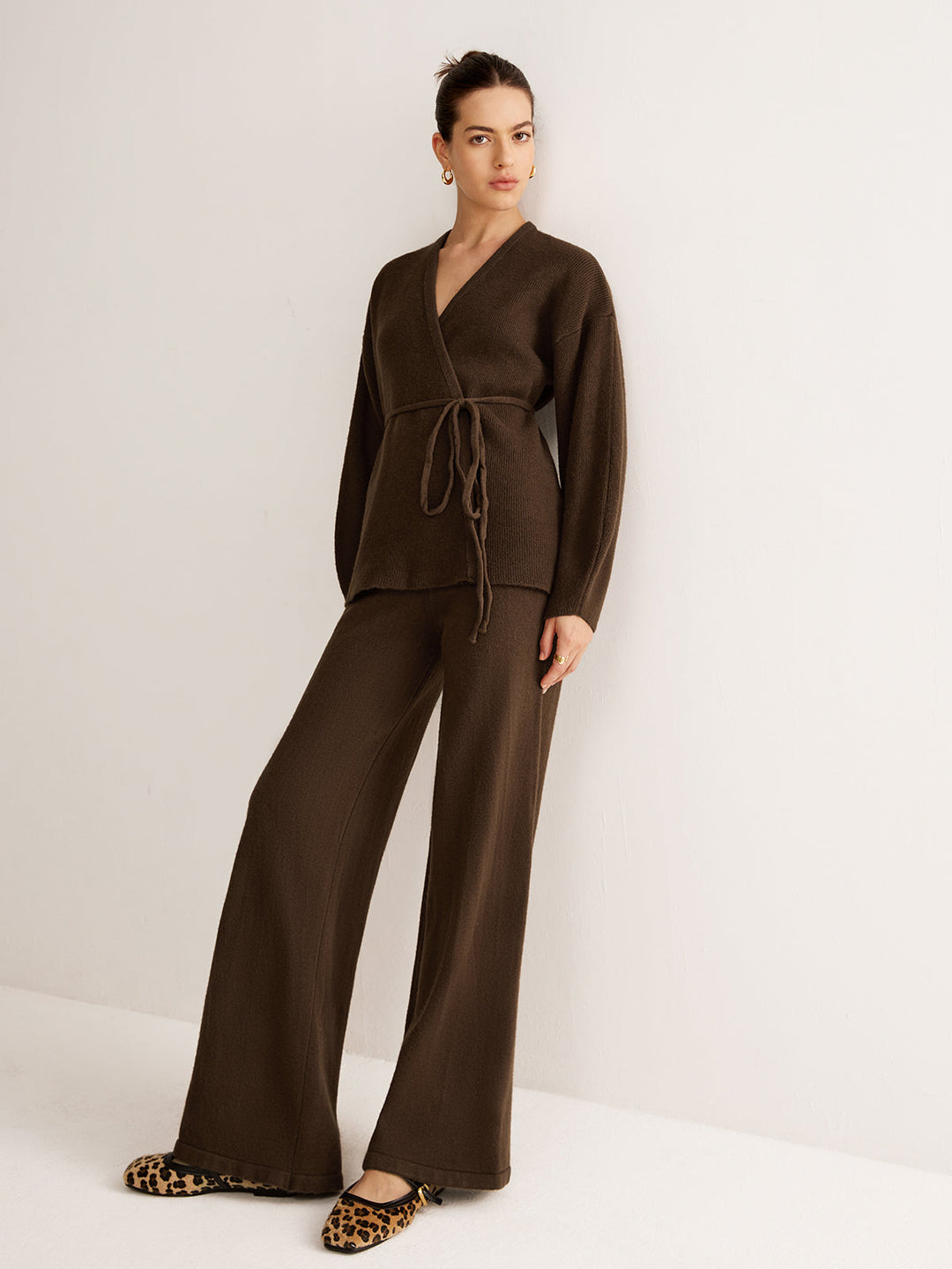 Girona | Dames Sweater Pants Set - Gebreide Stoffen Mix met Ceintuur